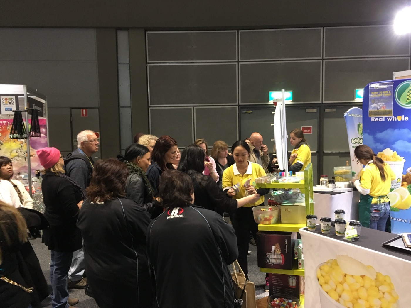Visitors crowding the CountryCorn stand at the Good Food and Wine Show